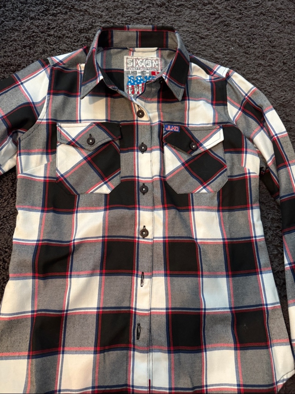 Dixon Plaid Button-Up Shirt in Black, White & Gray